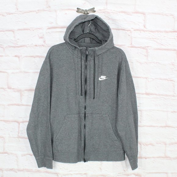 Nike Other - Nike Gray Cotton Blend Kangaroo Pocket Zip Up Hooded Jacket Size L